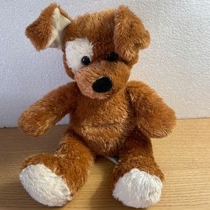 Build a Bear Workshop Puppy Dog Eye Patch Brown Curled Floppy Ear Stuffed Animal